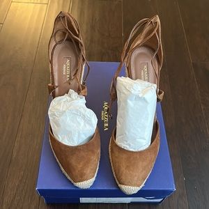 Aquazzura Brown Suede Espadrille Wedge Sandals